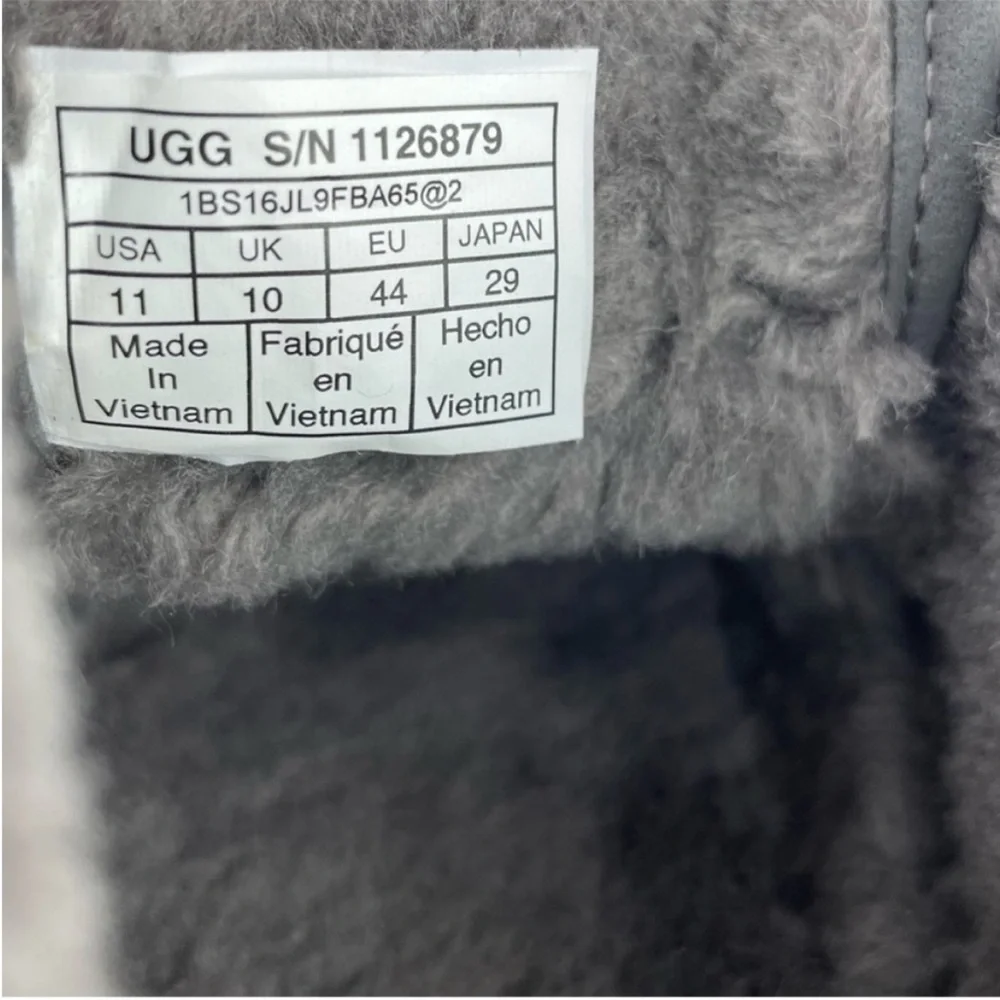 UGG Neumel Charcoal Gray Suede Leather Shearling Lace Up Warm Cozy Ankle Boots